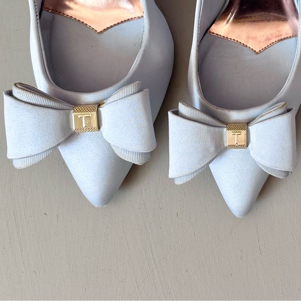TED BAKER London Azeline Bow Court Shoes Rose Gold Closed Toe Stiletto Heels - Picture 8 of 15